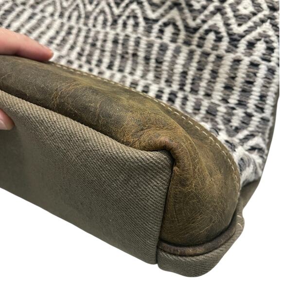 Myra Bag Leather Embroidery Shoulder Bag Tote Boho Aztec Western Brown White - Picture 9 of 16